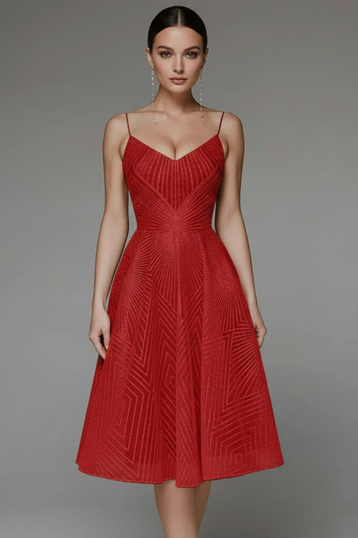 Women's Midi Dress with Open Back and Elegant Design