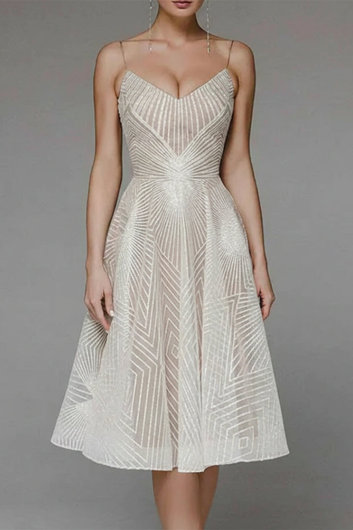 Women's Midi Dress with Open Back and Elegant Design
