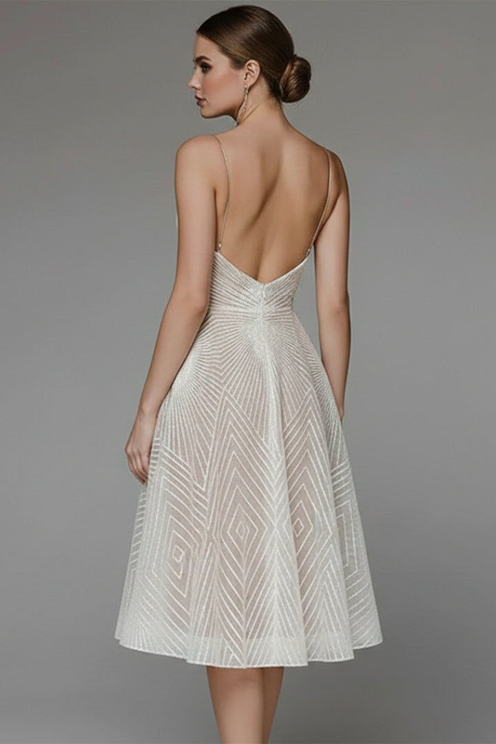 Women's Midi Dress with Open Back and Elegant Design