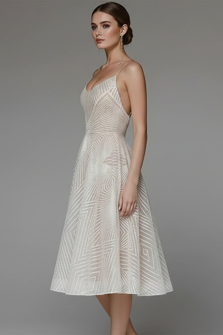 Women's Midi Dress with Open Back and Elegant Design