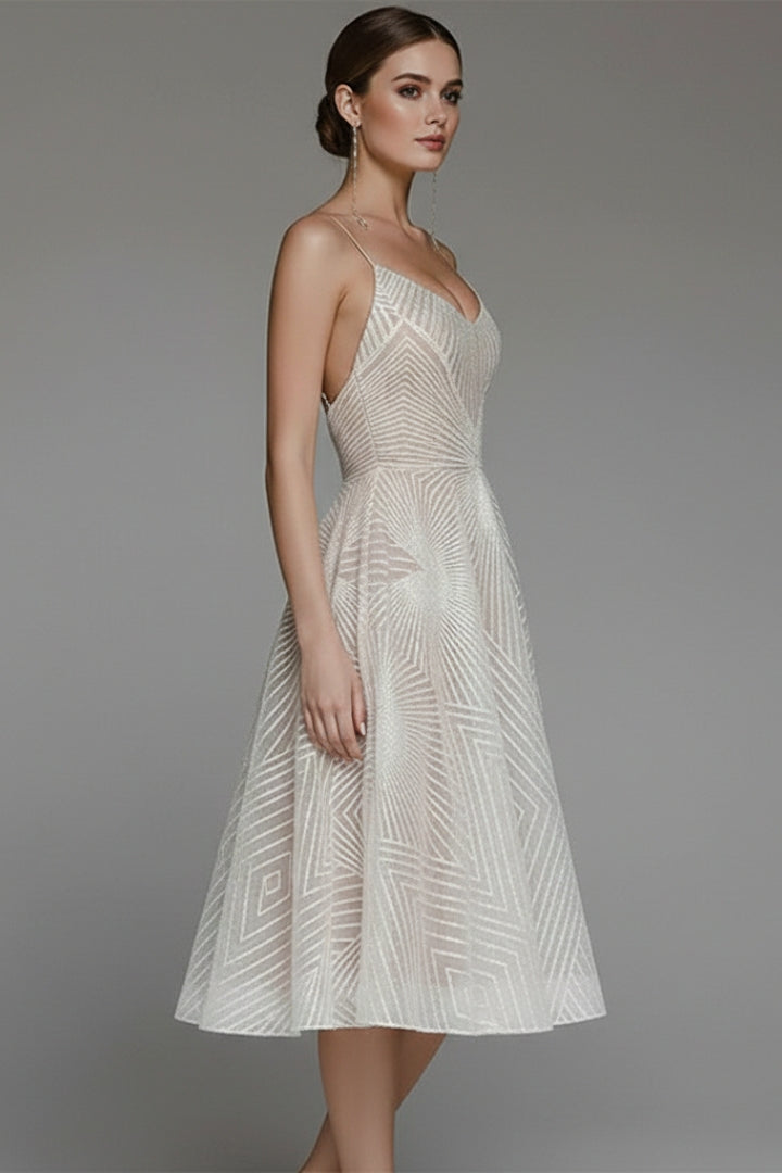 Women's Midi Dress with Open Back and Elegant Design