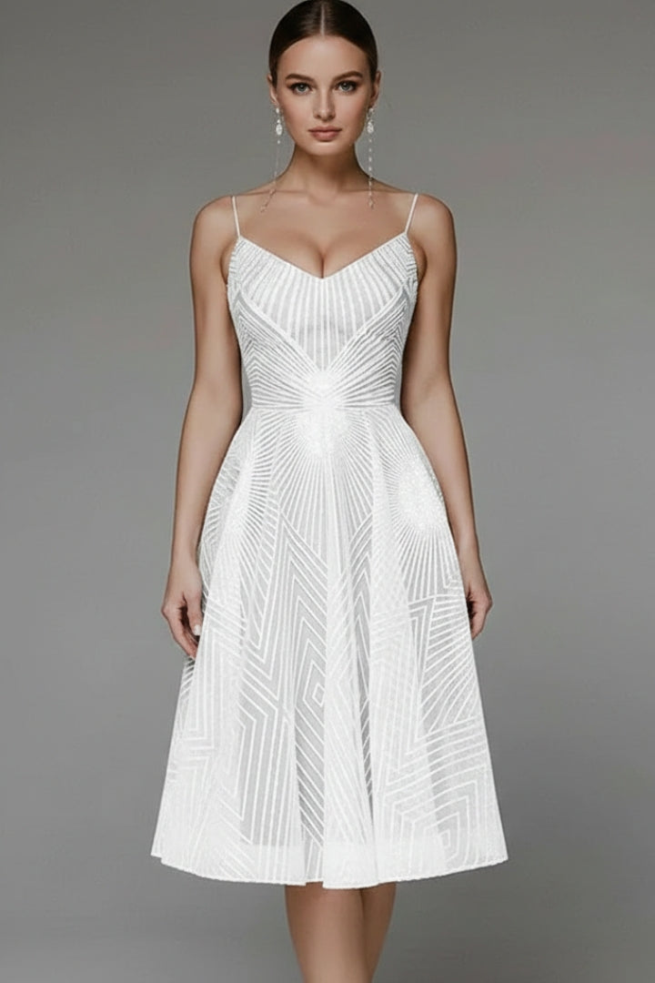 Women's Midi Dress with Open Back and Elegant Design