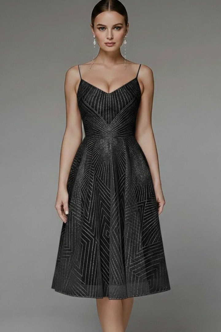 Women's Midi Dress with Open Back and Elegant Design
