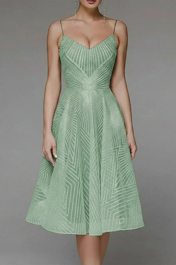 Women's Midi Dress with Open Back and Elegant Design