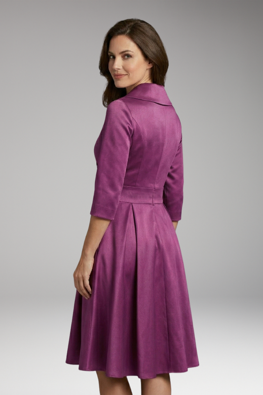 Women's Midi Dress with Fitted Bodice and Side Pockets