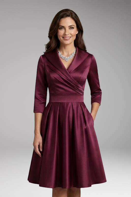 Women's Midi Dress with Fitted Bodice and Side Pockets