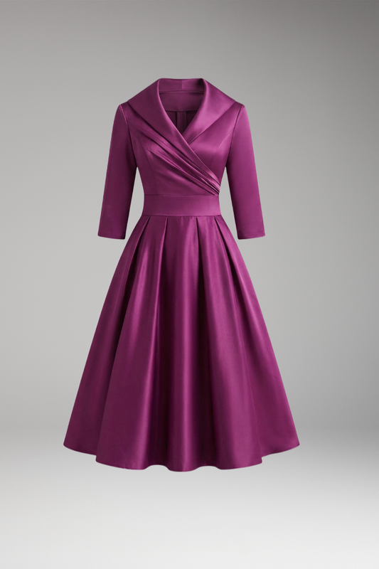 Women's Midi Dress with Fitted Bodice and Side Pockets