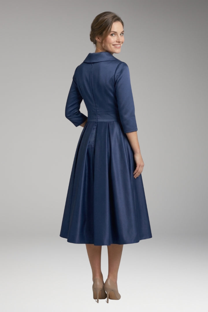 Women’s Midi Dress with V-Neck and Wrap Bodice