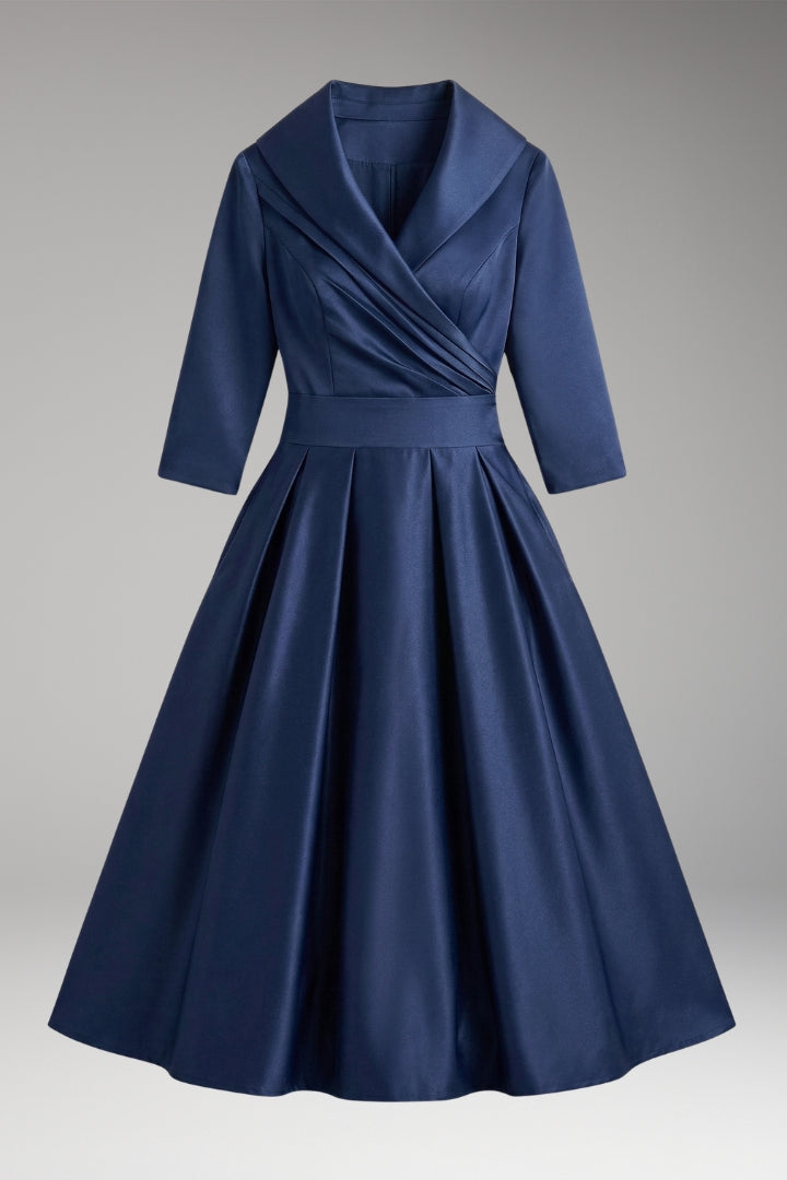Women’s Midi Dress with V-Neck and Wrap Bodice