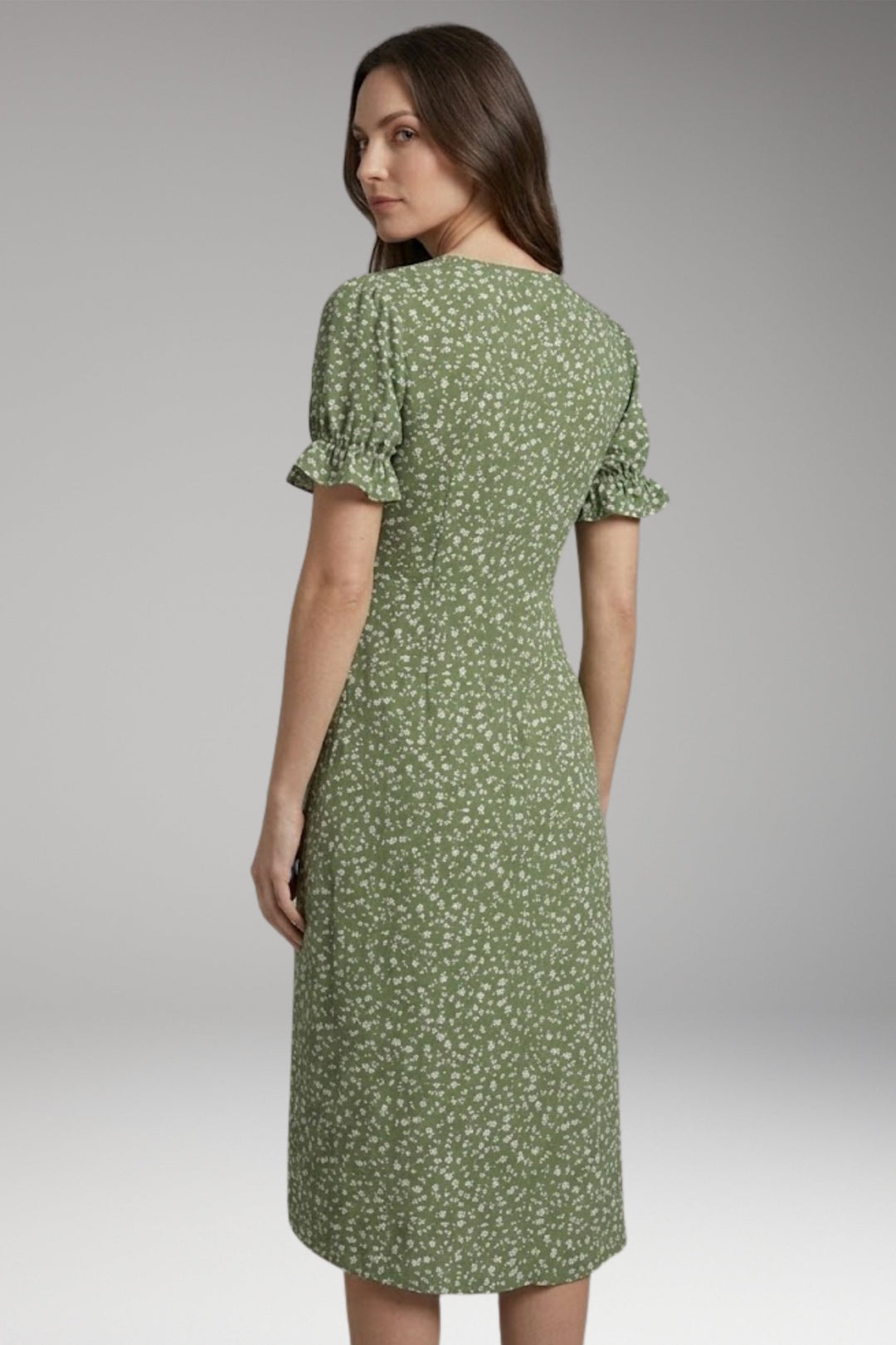 Women’s Midi Dress with V-Neck and Wrap Design