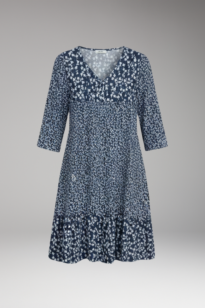 Women's Midi Dress with V Neck and Floral Pattern