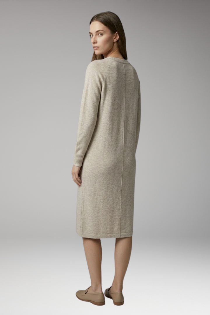 Women’s Midi Dress with V Neck and Side Pockets