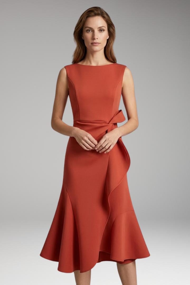 Women’s Midi Dress with Wrap Detail and Asymmetrical Hem