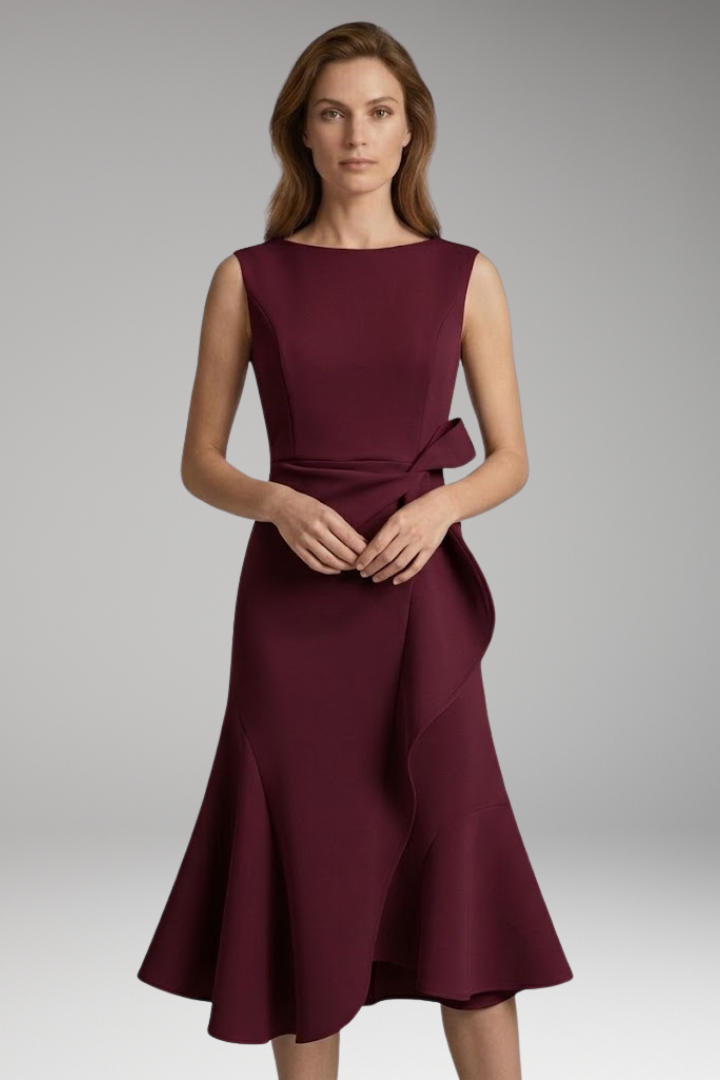 Women’s Midi Dress with Wrap Detail and Asymmetrical Hem