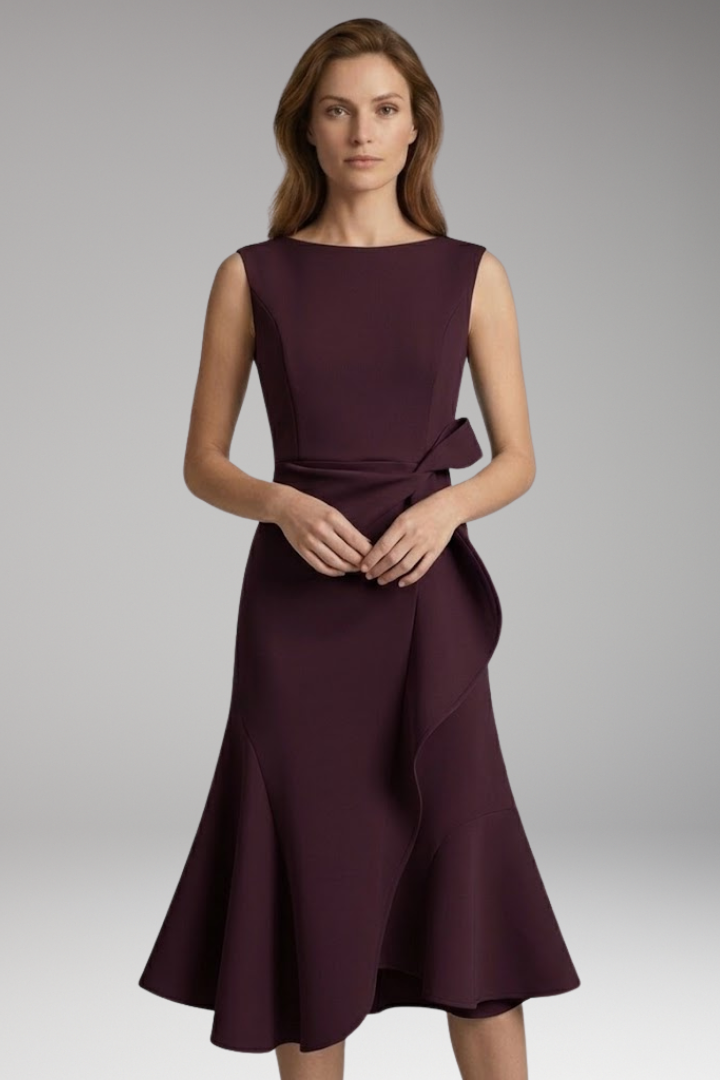 Women’s Midi Dress with Wrap Detail and Asymmetrical Hem