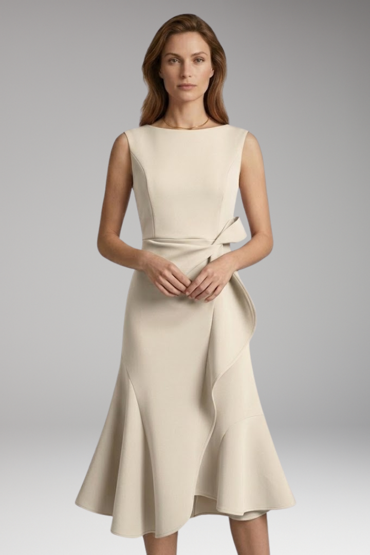 Women’s Midi Dress with Wrap Detail and Asymmetrical Hem
