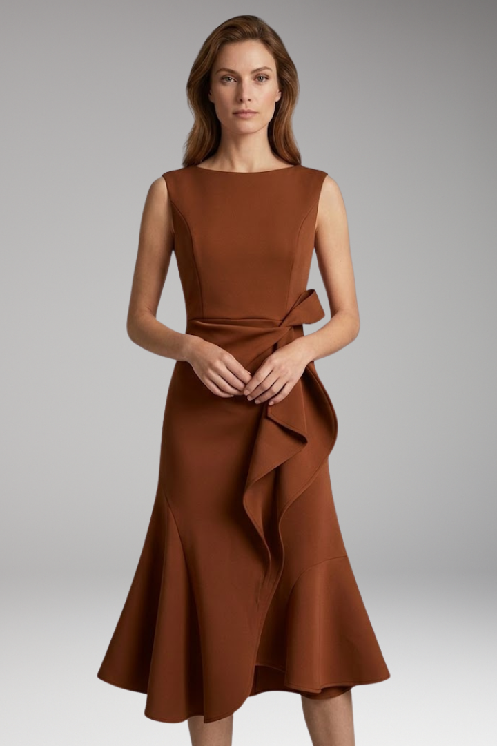 Women’s Midi Dress with Wrap Detail and Asymmetrical Hem