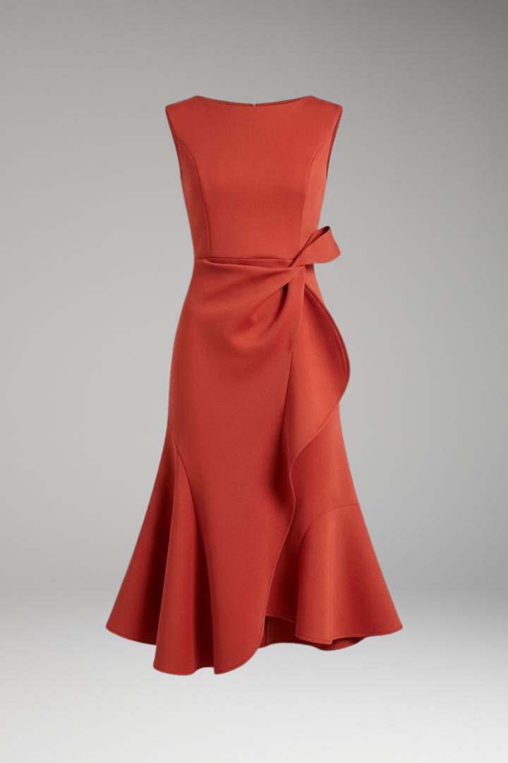 Women’s Midi Dress with Wrap Detail and Asymmetrical Hem