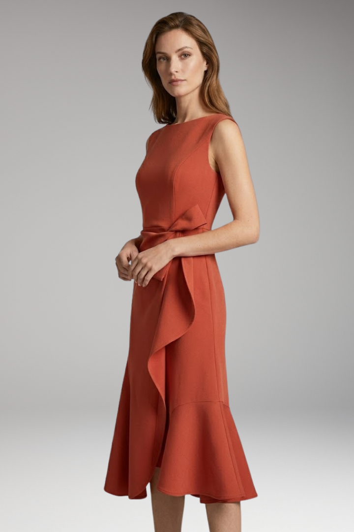 Women’s Midi Dress with Wrap Detail and Asymmetrical Hem