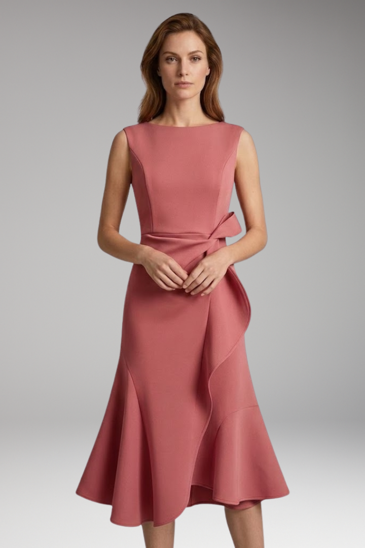Women’s Midi Dress with Wrap Detail and Asymmetrical Hem