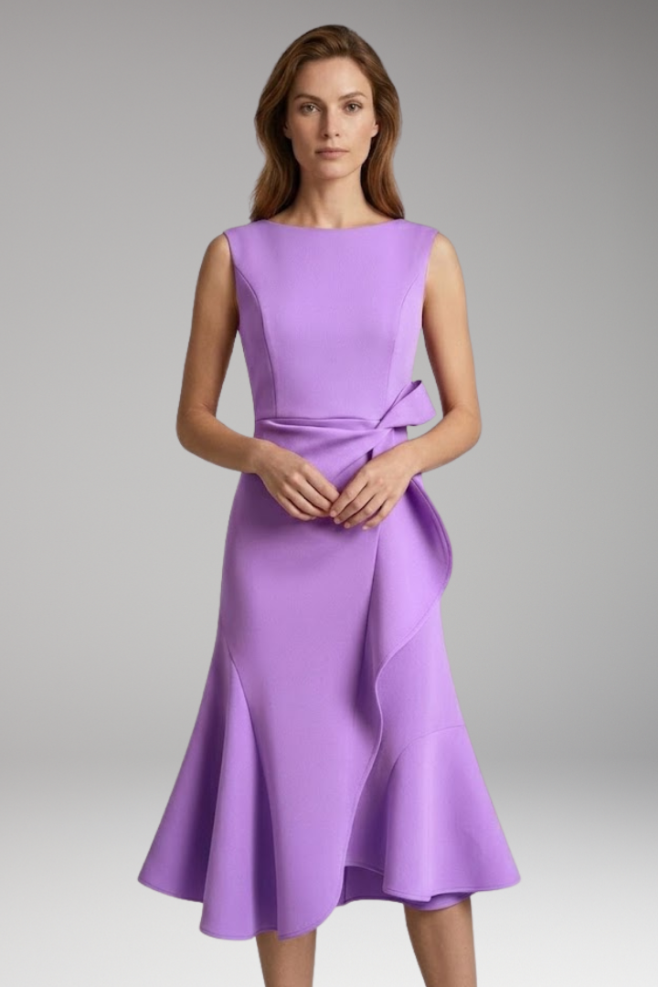 Women’s Midi Dress with Wrap Detail and Asymmetrical Hem