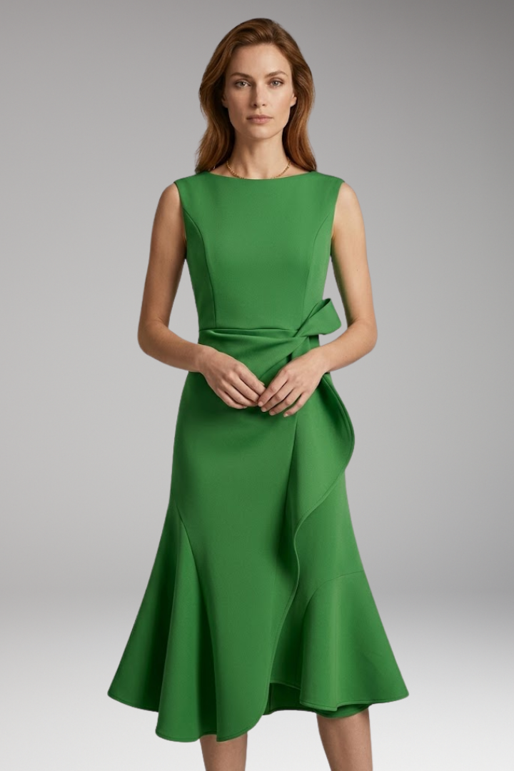 Women’s Midi Dress with Wrap Detail and Asymmetrical Hem