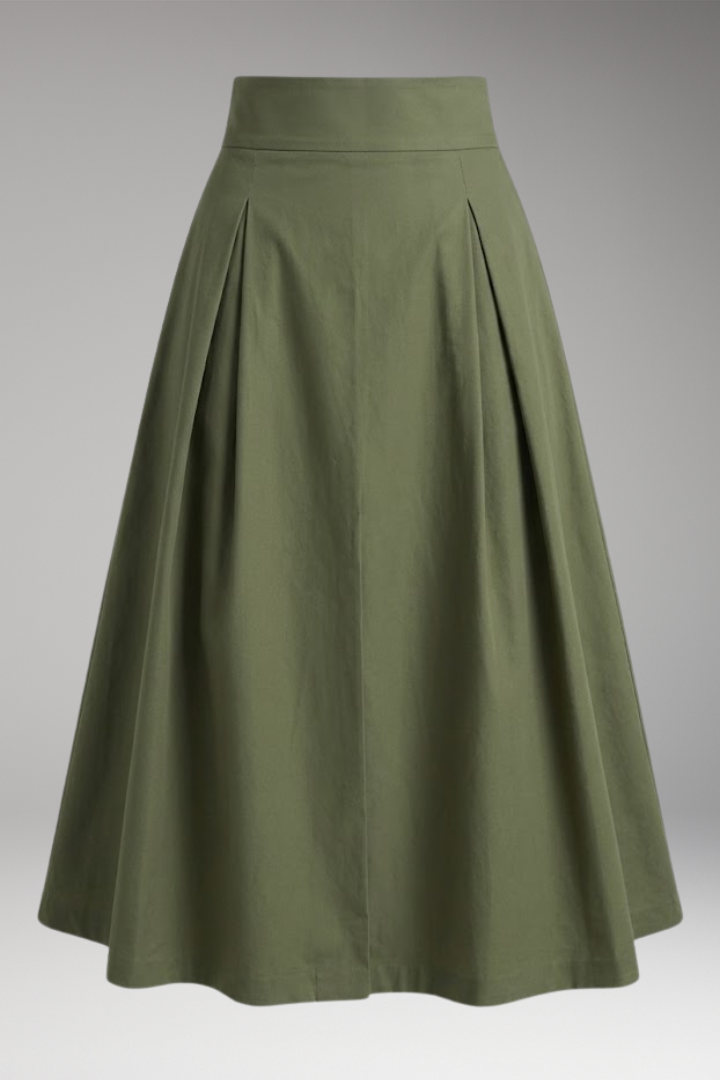 Women’s Midi Skirt with High-Waist and Bow Detail