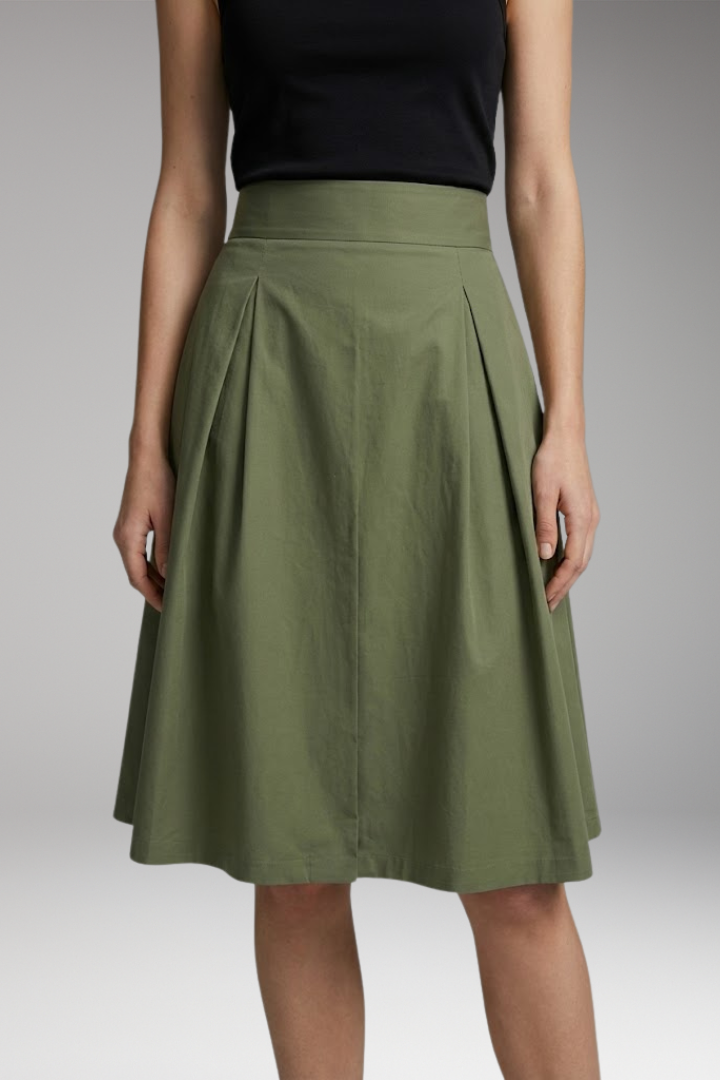 Women’s Midi Skirt with High-Waist and Bow Detail