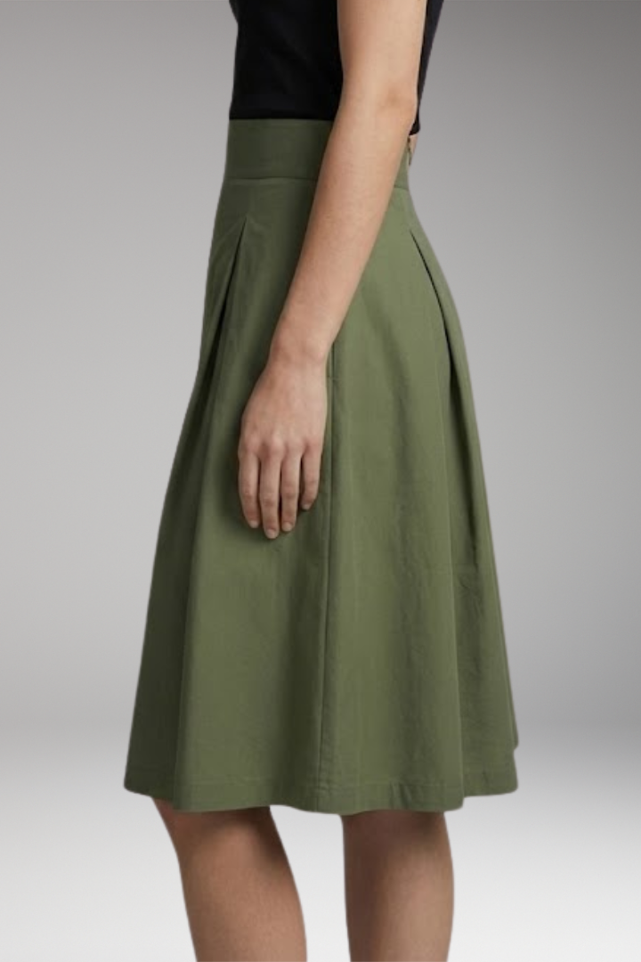 Women’s Midi Skirt with High-Waist and Bow Detail