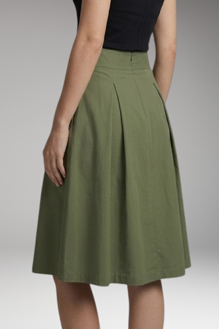 Women’s Midi Skirt with High-Waist and Bow Detail