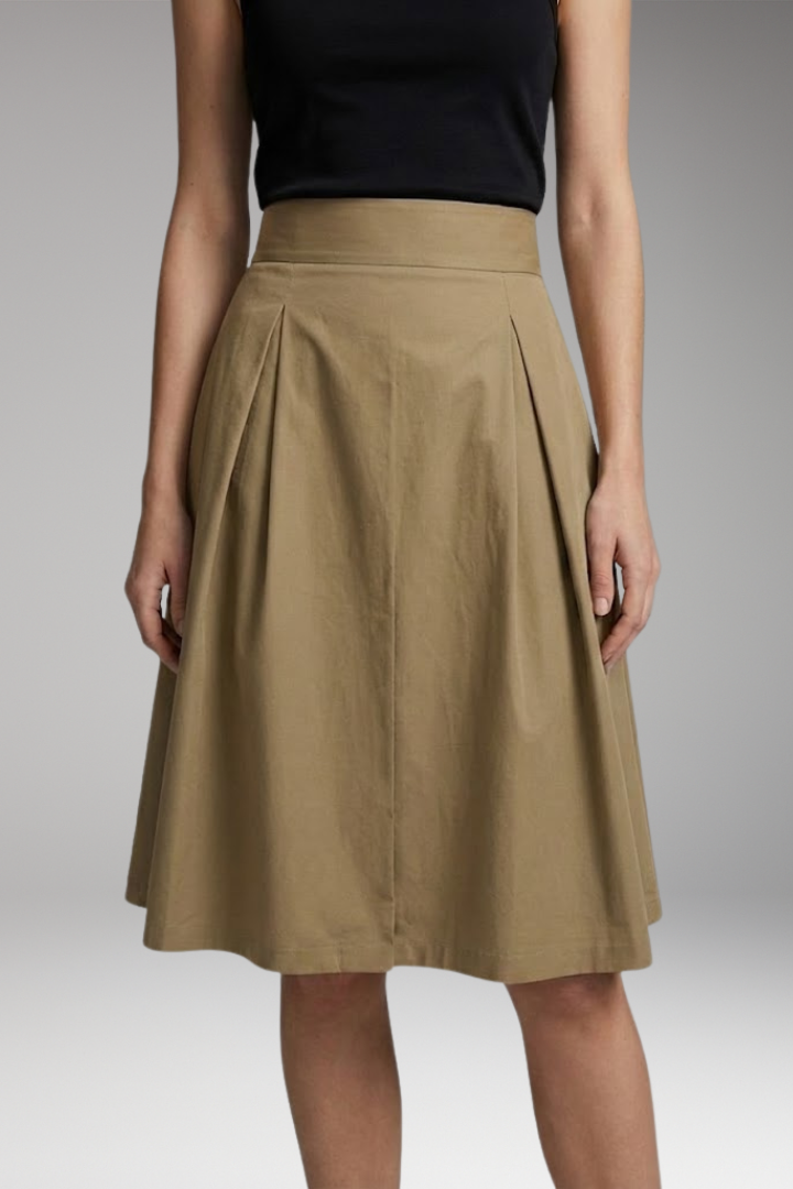 Women’s Midi Skirt with High-Waist and Bow Detail