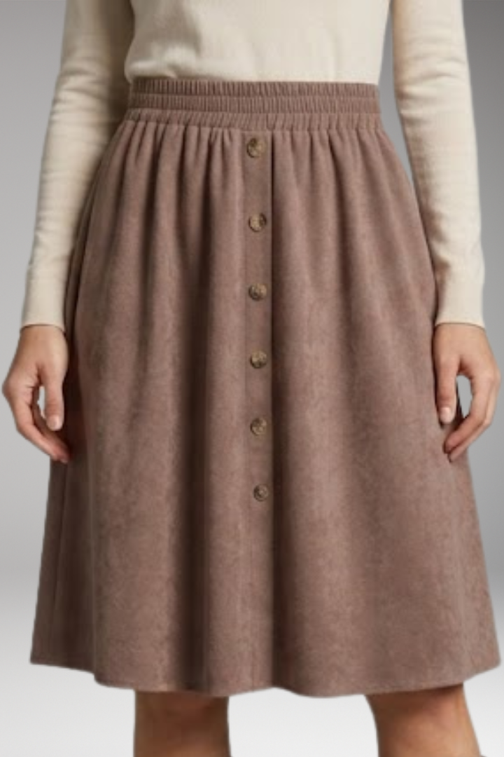 Women’s Midi Skirt with High Waist and Elastic Waistband