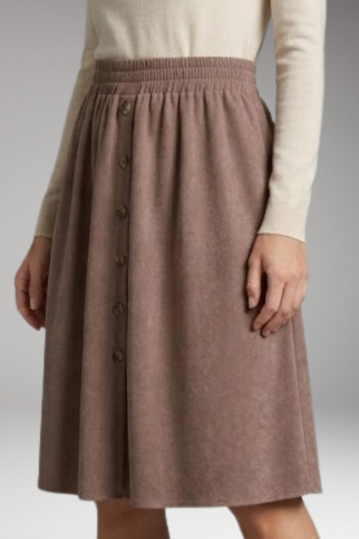 Women’s Midi Skirt with High Waist and Elastic Waistband