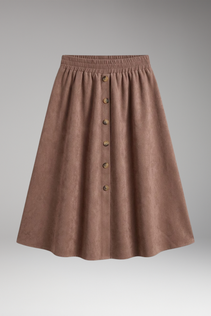 Women’s Midi Skirt with High Waist and Elastic Waistband