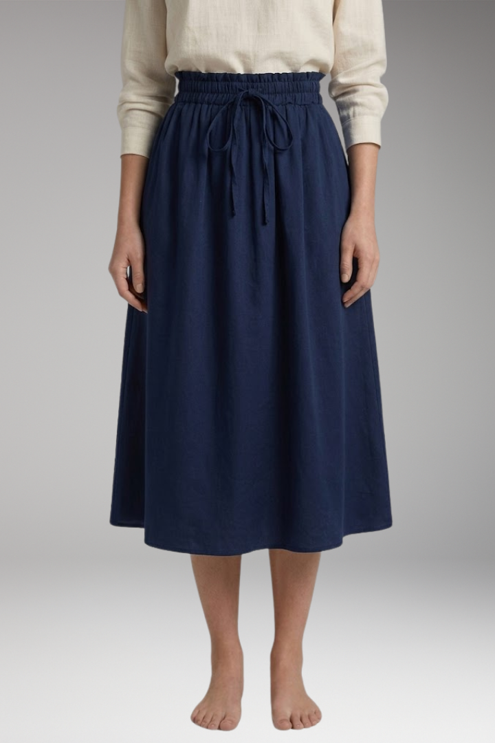 Women’s Midi Skirt with High Waist and Floral Print