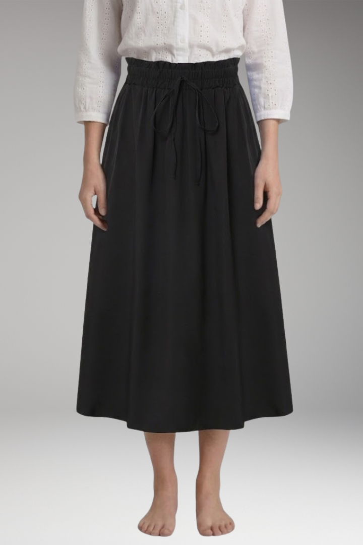 Women’s Midi Skirt with High Waist and Floral Print