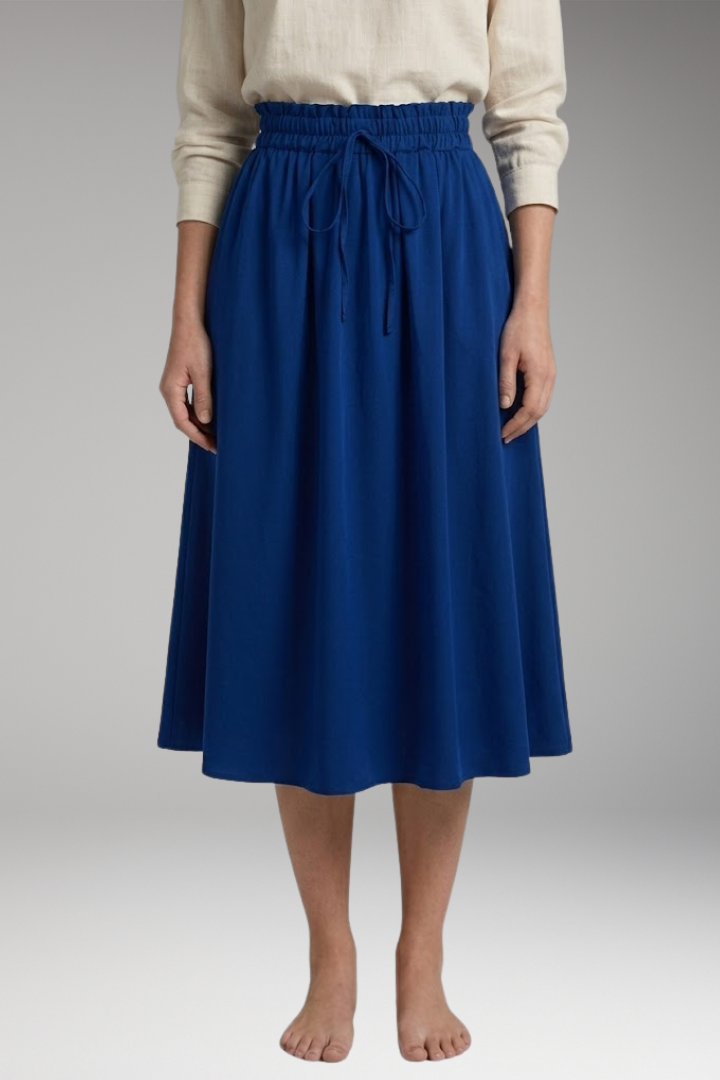 Women’s Midi Skirt with High Waist and Floral Print