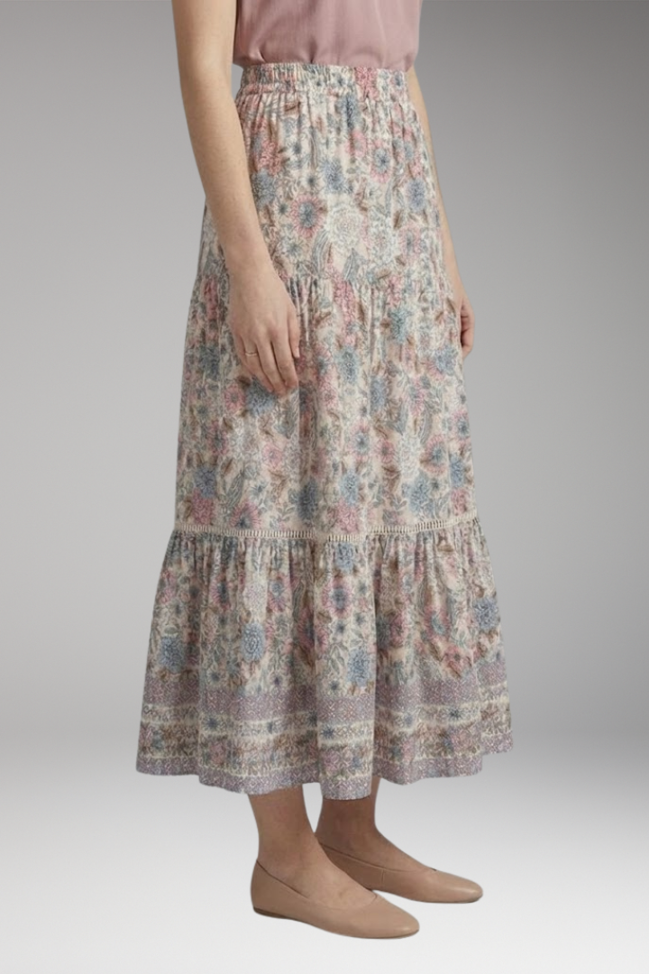 Women’s Midi Skirt with High Waist and Hemmed Bottom
