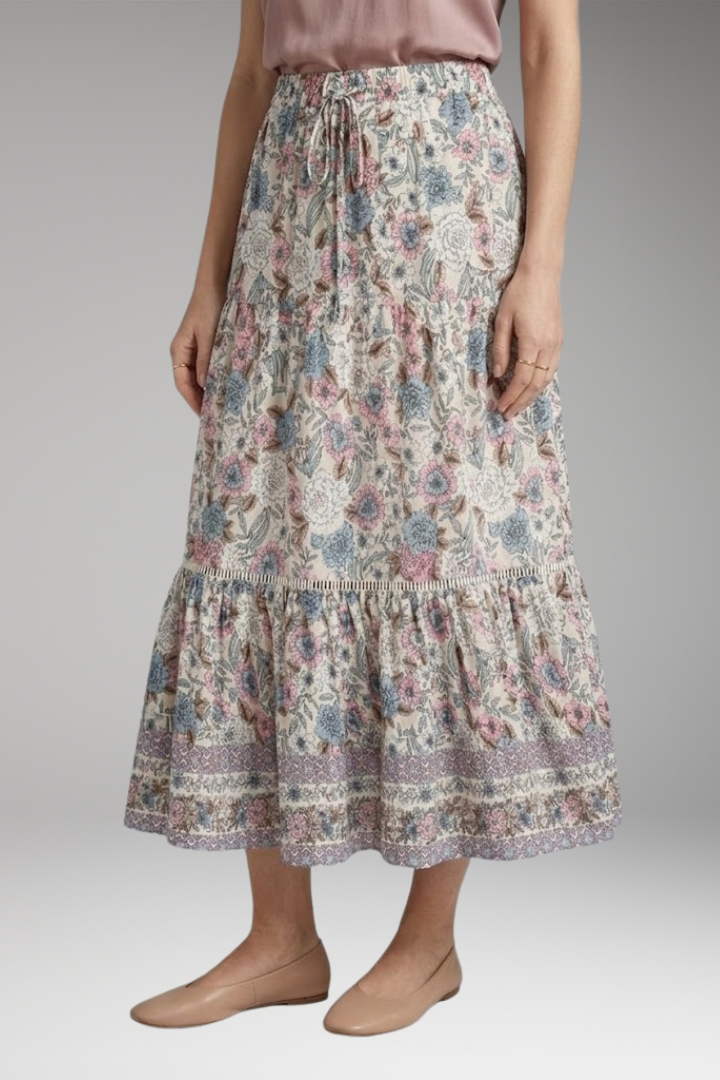 Women’s Midi Skirt with High Waist and Hemmed Bottom