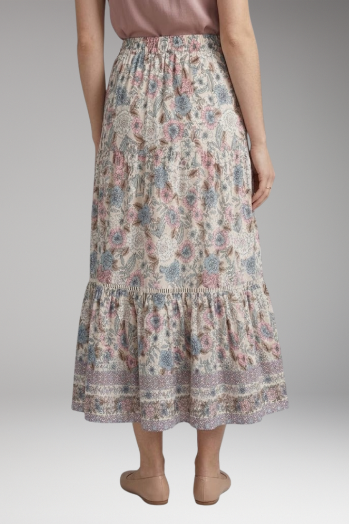 Women’s Midi Skirt with High Waist and Hemmed Bottom
