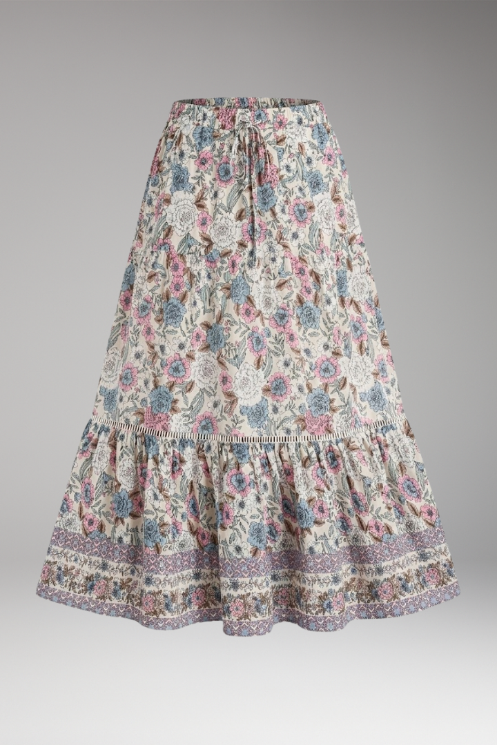 Women’s Midi Skirt with High Waist and Hemmed Bottom