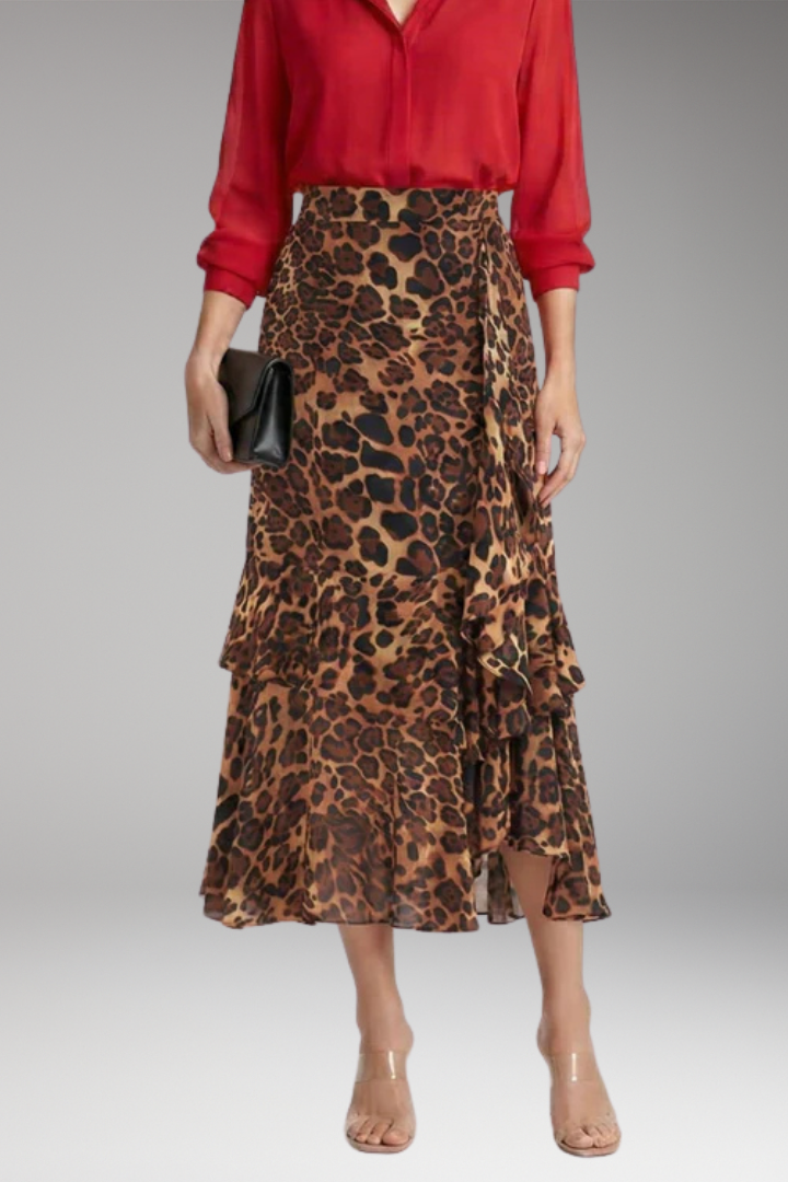 Women’s Midi Skirt with High-Waist and High-Low Hem