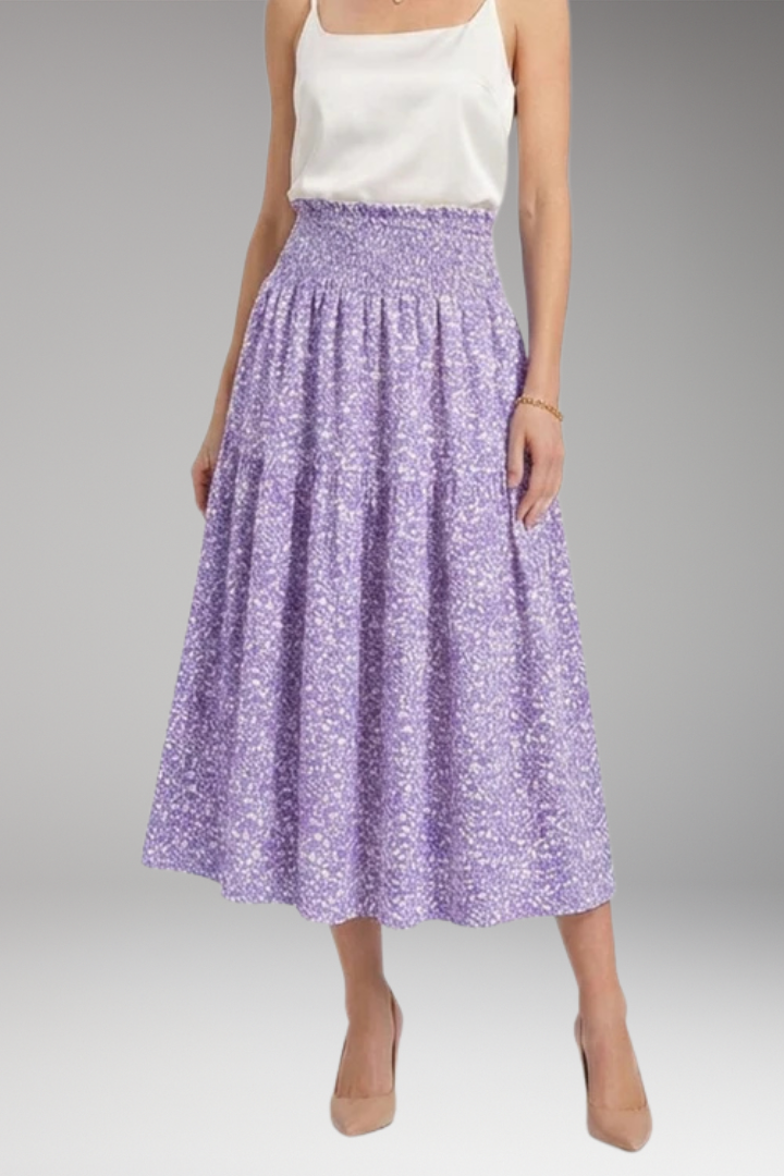 Women’s Midi Skirt with High Waist and Patterned Design