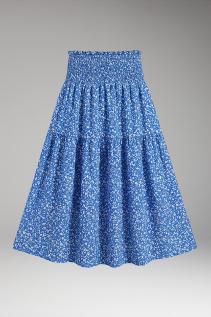 Women’s Midi Skirt with High Waist and Patterned Design