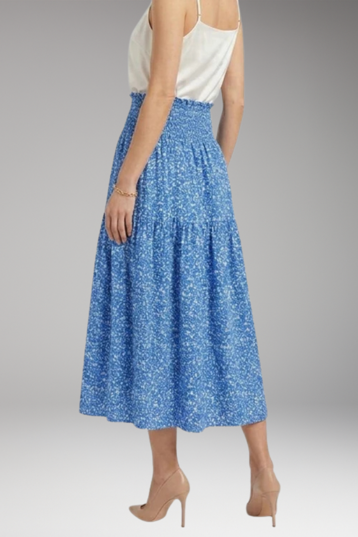 Women’s Midi Skirt with High Waist and Patterned Design