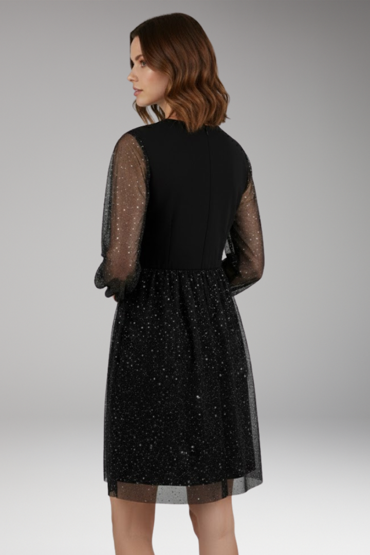 Women's Mini Dress with Balloon Sleeves and Surplice Neckline