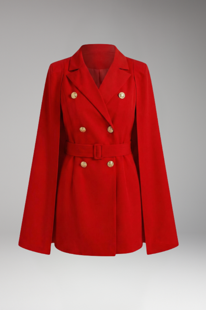 Women's Mini Dress with Cape Sleeves and Belt