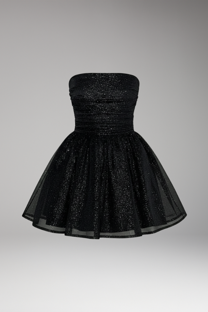 Women's Mini Dress with Glitter Surface and Fit