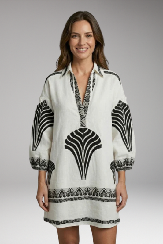 Women's Mini Dress with Graphic Print and Loose Fit