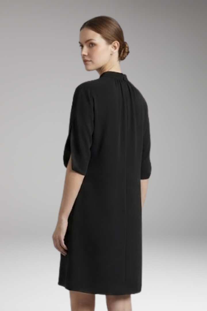 Women's Mini Dress with Mock Neck and Short Slit Sleeves